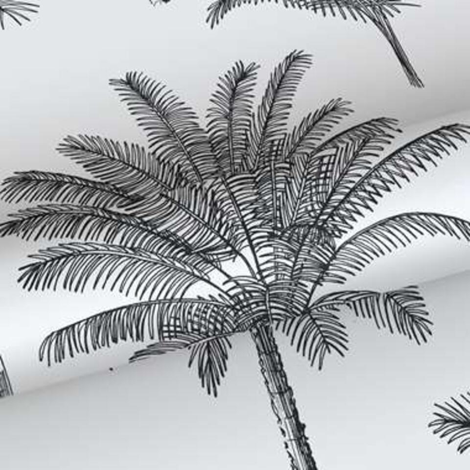 ESTAhome papier peint - palmiers - noir et blanc - 0.53 x 10.05 m