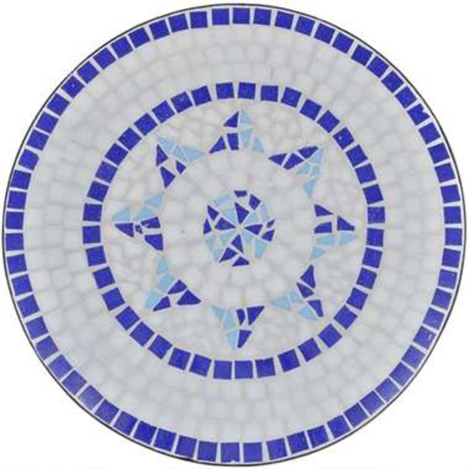 VIDAXL 3-delige Bistroset keramische tegel blauw en wit