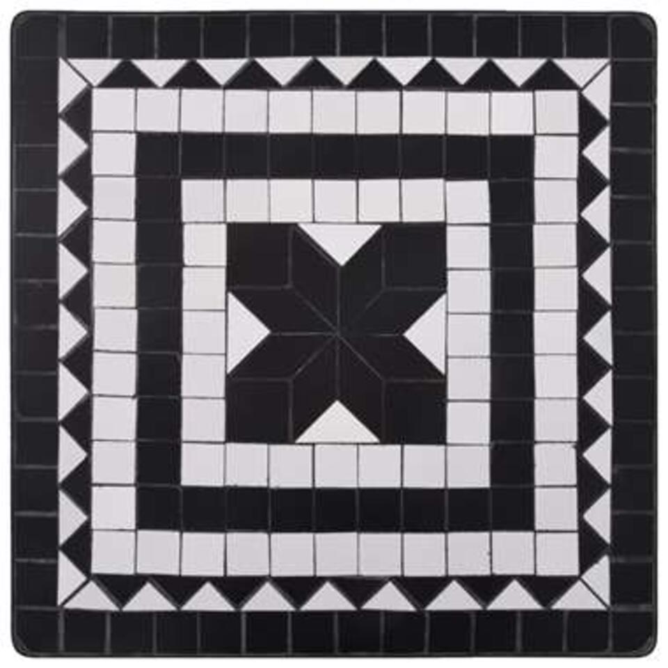 VIDAXL 3-delige Bistroset mozaïek keramische tegel zwart en wit