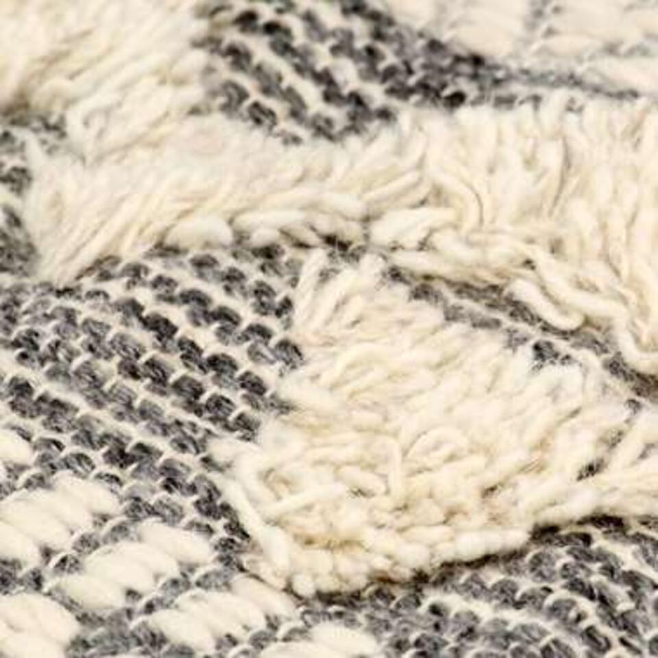VIDAXL Tapis en laine tissée à la main 80x150cm Blanc/Gris/Noir/Marron