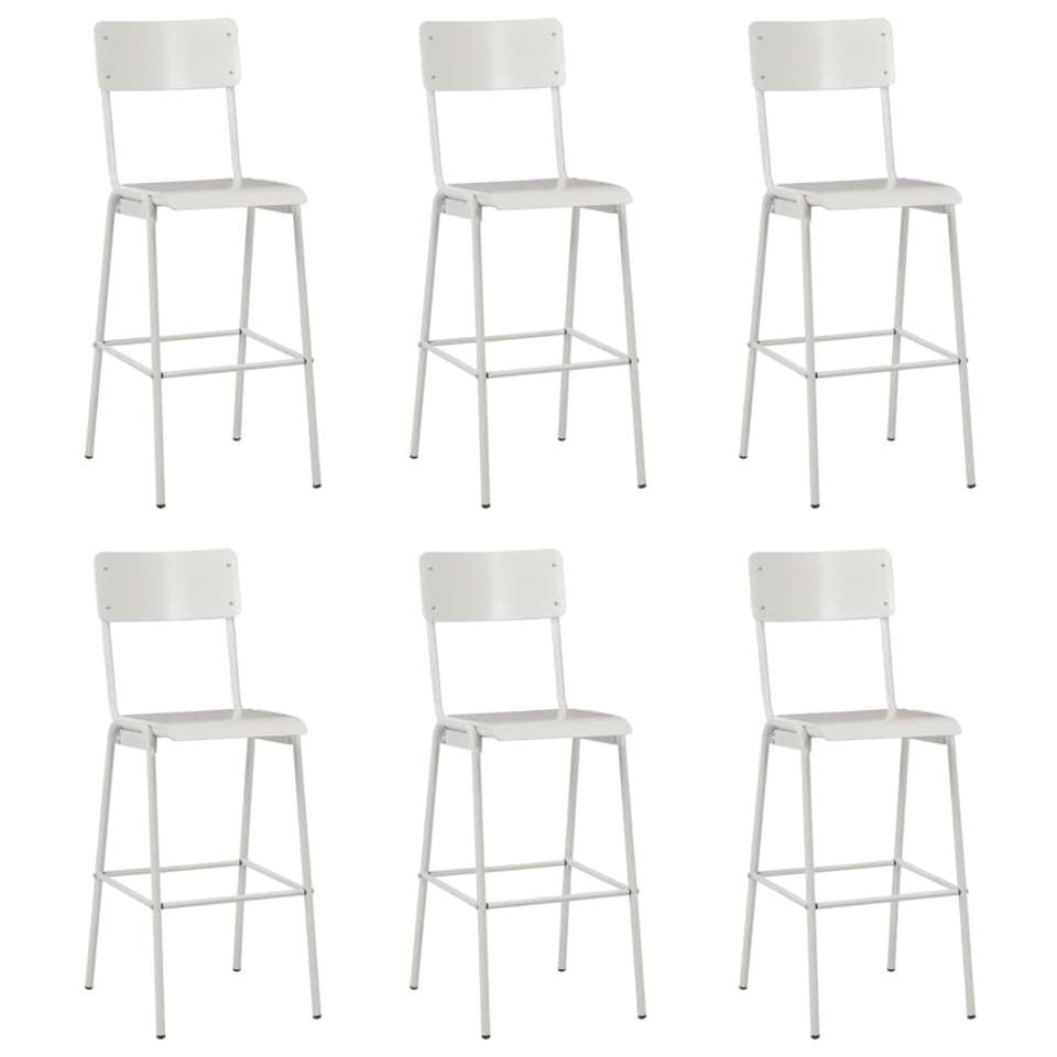 VIDAXL Chaises de bar 6 pcs Blanc Contreplaqué solide et acier product