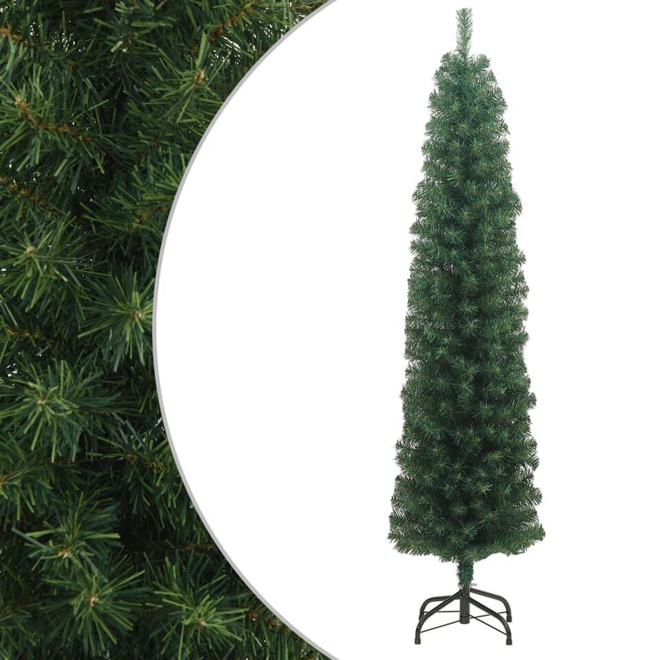 Opmerkelijk zuiger surfen vidaXL Kunstkerstboom met standaard smal 240 cm PVC groen | Leen Bakker