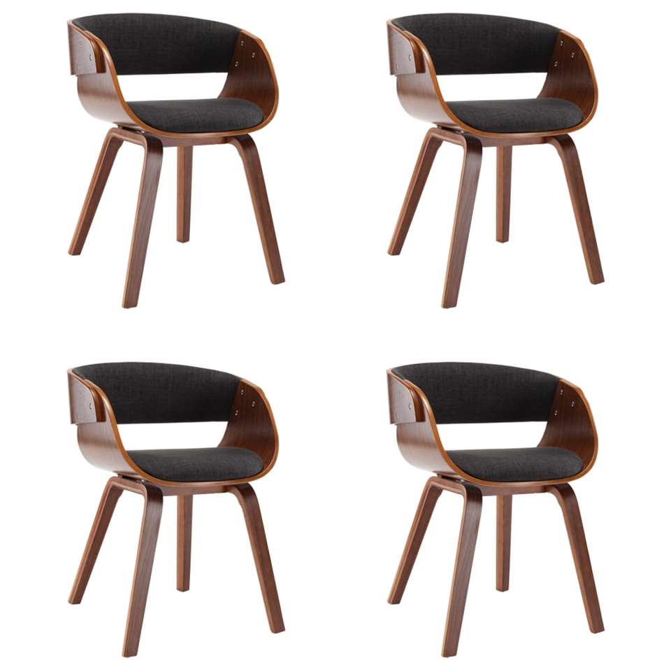VIDAXL Eetkamerstoelen 4 st gebogen hout en stof grijs product