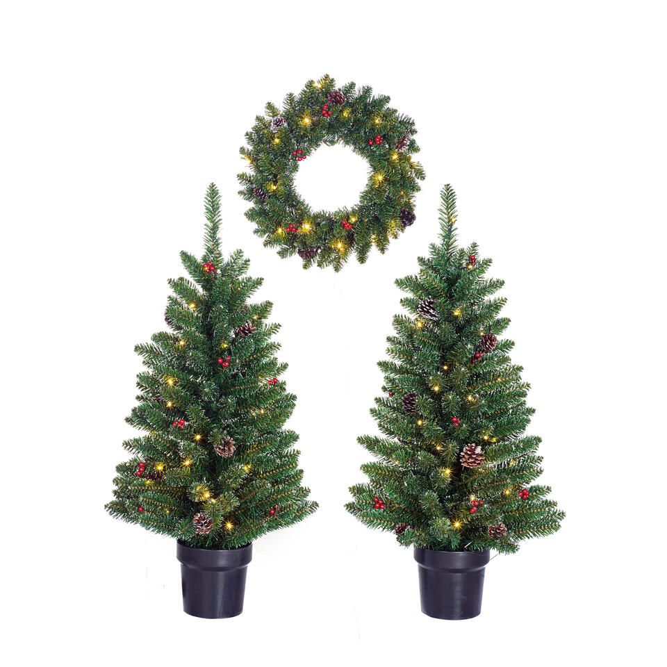 Black Box Trees Creston 2 sapins de Noël artificiel et 1 couronne LED