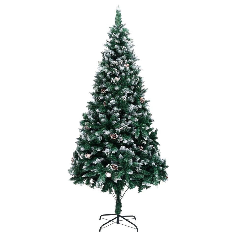 Donker worden Klaar Blazen VIDAXL Kunstkerstboom met dennenappels en witte sneeuw 210 cm | Leen Bakker