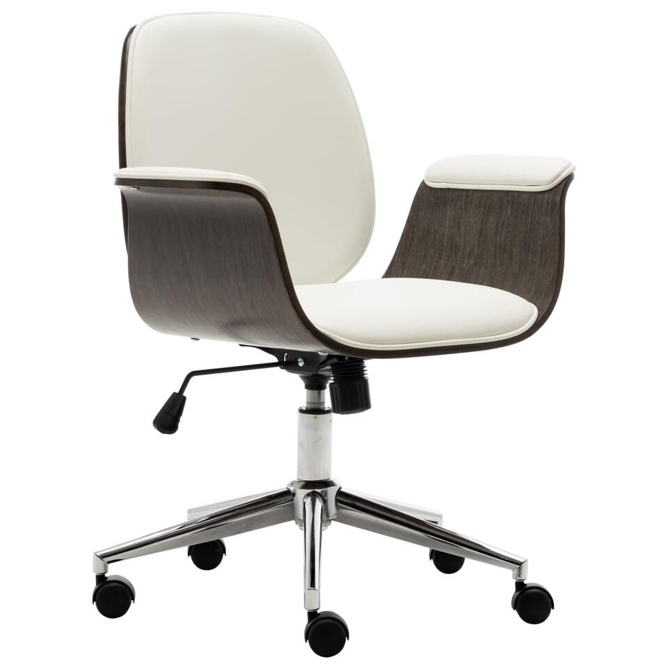 vidaXL Chaise de bureau Blanc Bois courbé et similicuir product