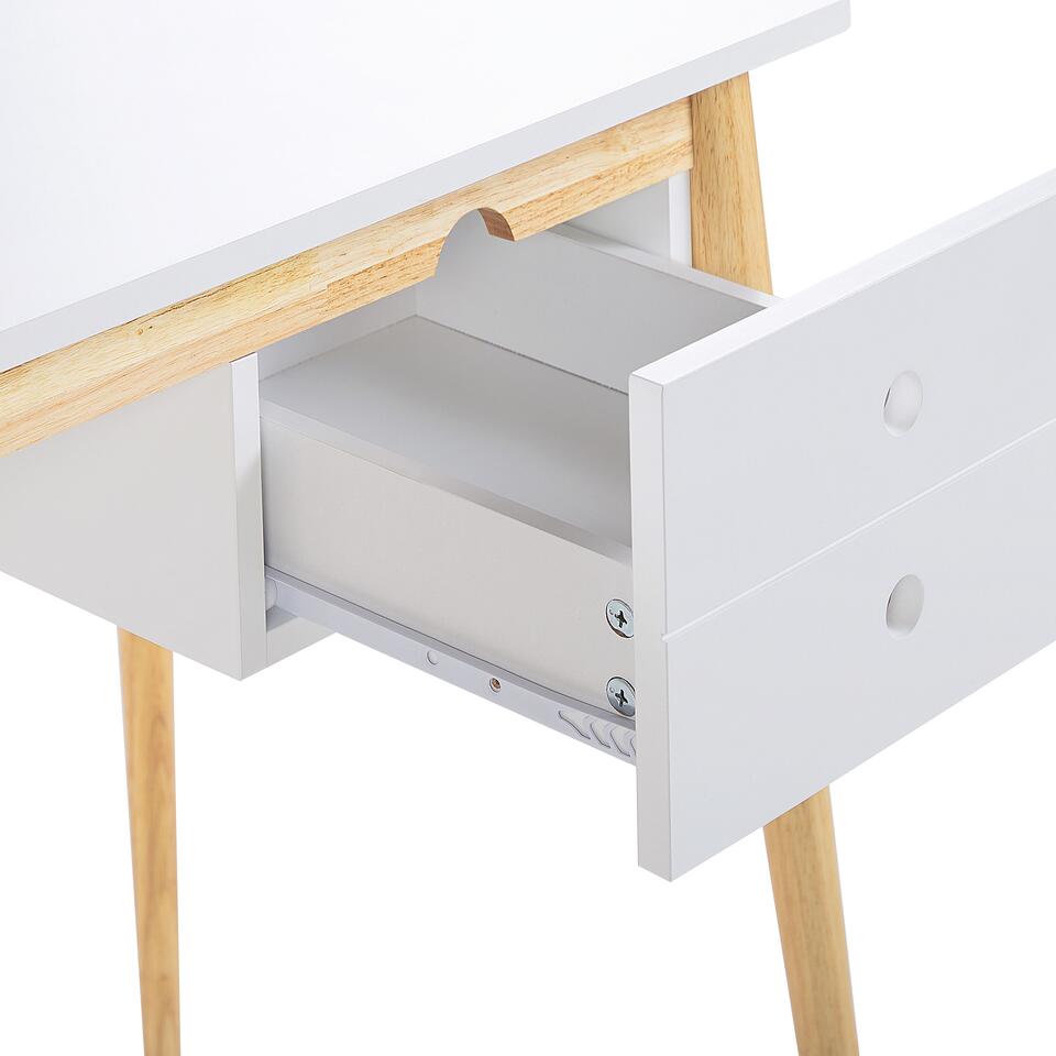 Bureau avec tiroir scandinave blanc et bois clair chêne L115 cm