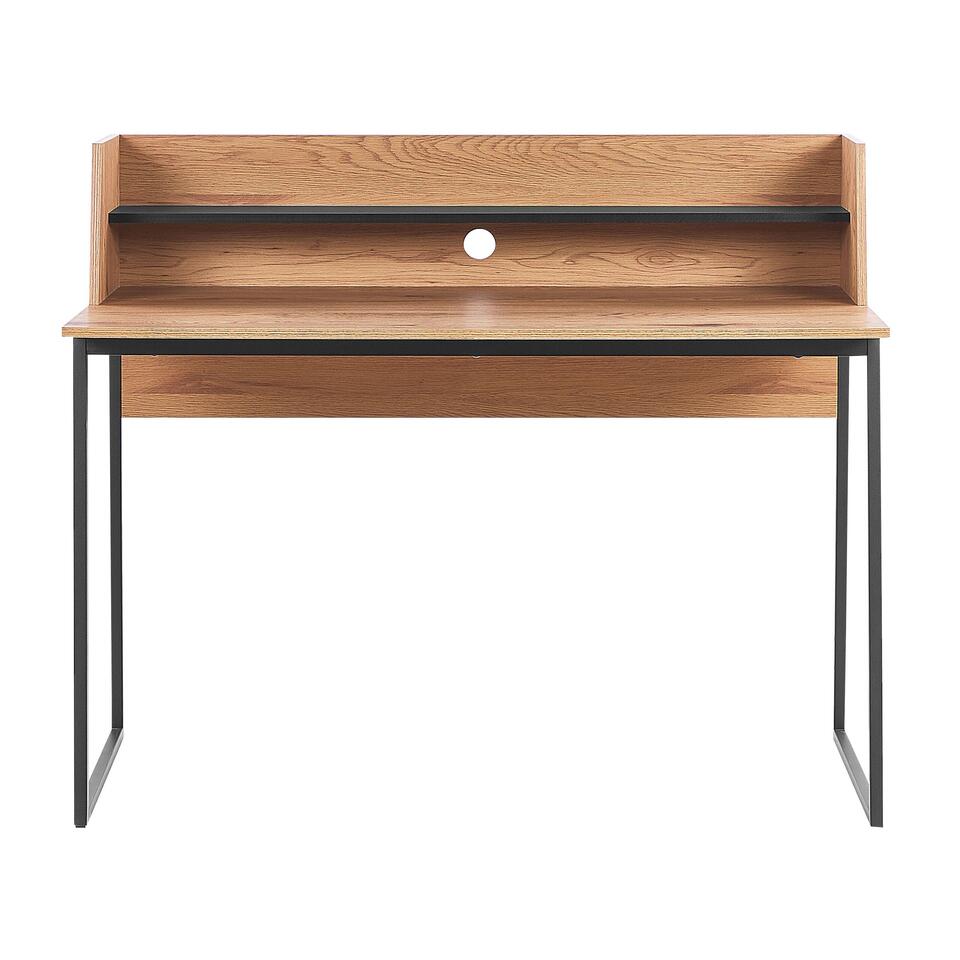 Bureau 120 cm avec étagère effet bois grège