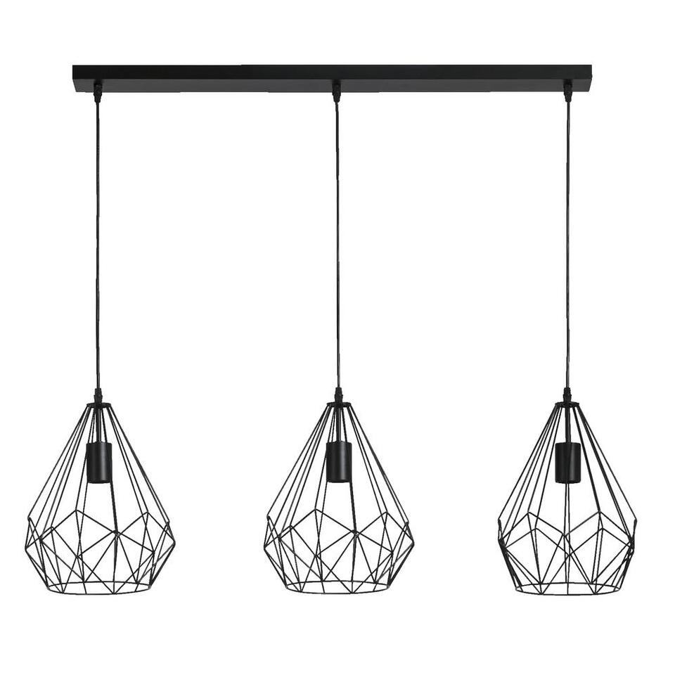 Hanglamp Marnix 3-lichts - zwart - 120x25 cm