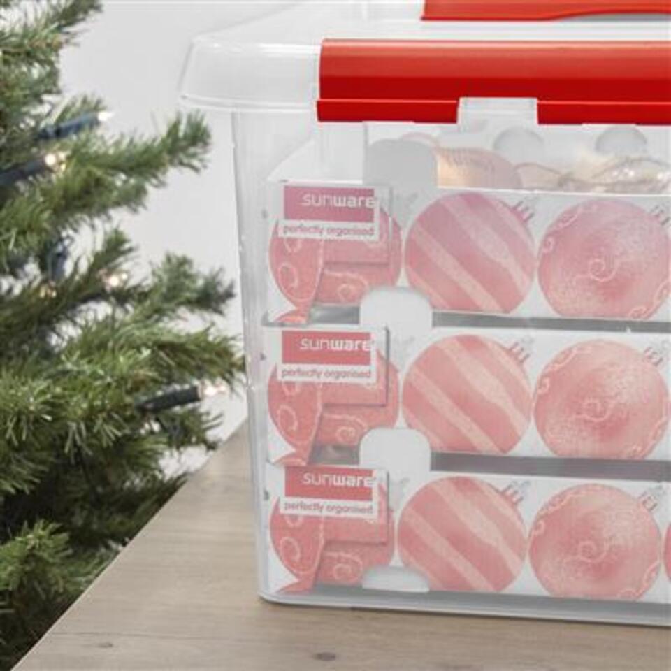 Sunware Q-Line Boîte de Noël transparente et rouge de 62 l avec
