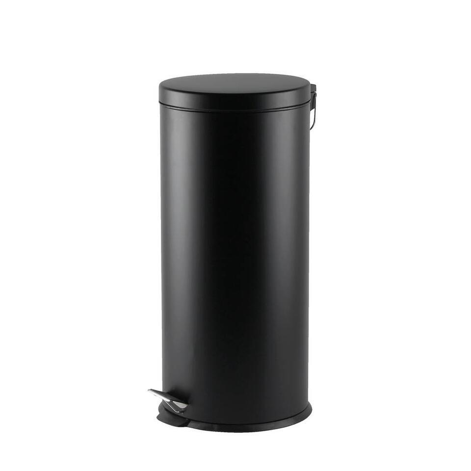 Poubelle à pédale Pablo - métal noir - 30 litres - 65 cm