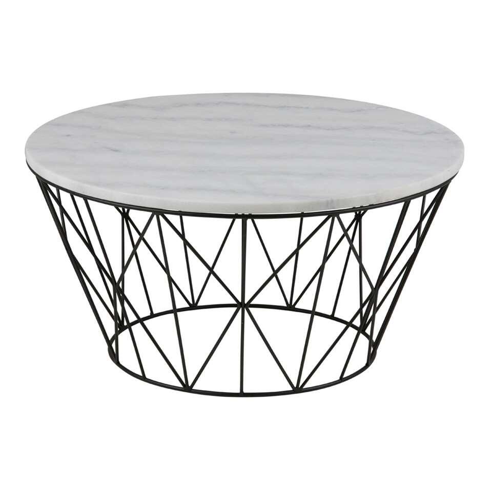 Table de salon Kolga marbre guangxi - blanche - Ø80 cm