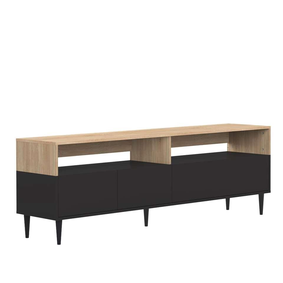 Symbiosis tv-meubel Esby - eikenkleur/zwart - 60,6x180x40 cm - Leen Bakker