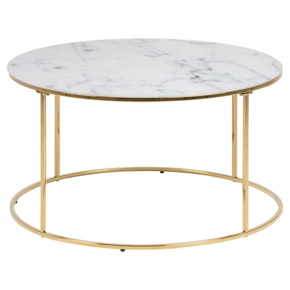 Table basse Lousa - dessin marbré/couleur or - 44xØ80 cm