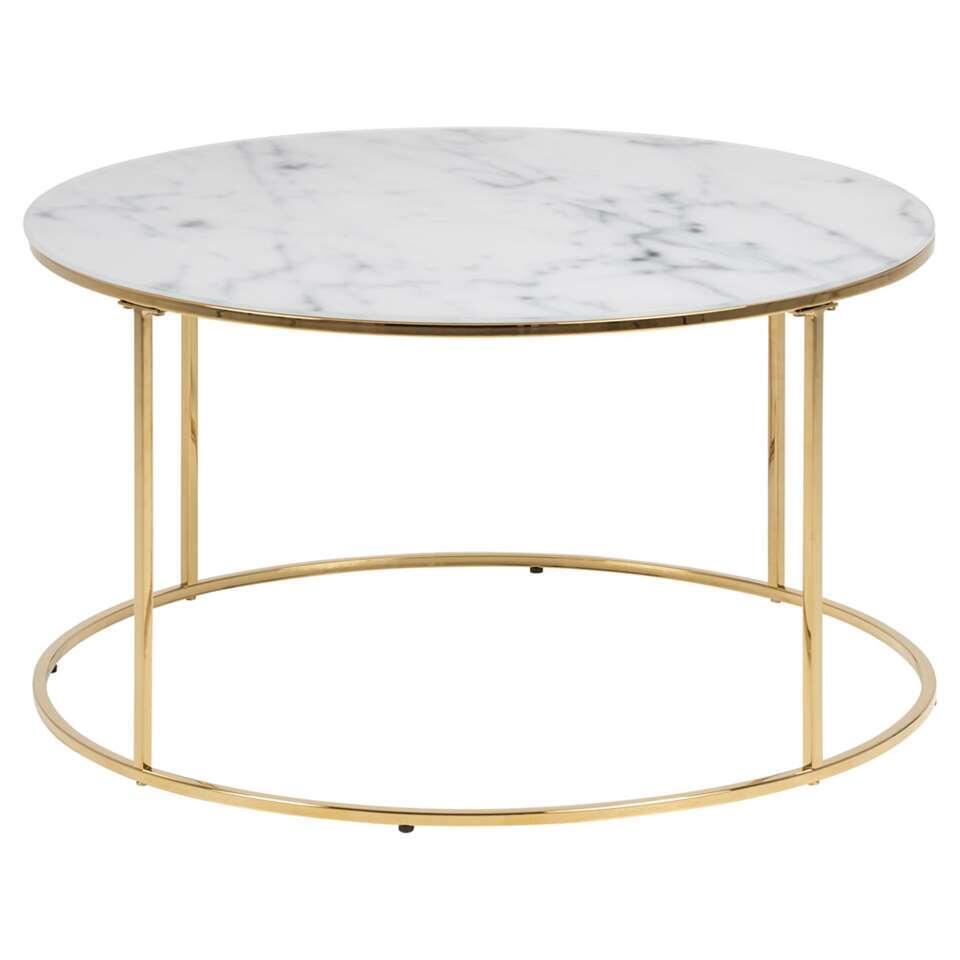 Table basse Lousa - dessin marbré/couleur or - 44xØ80 cm