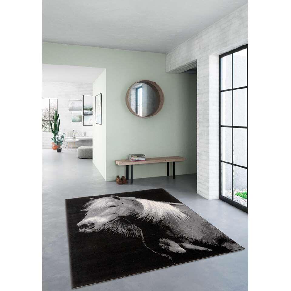 Rang schattig Plicht Tapijt Paard - zwart - 120x170 cm | Leen Bakker