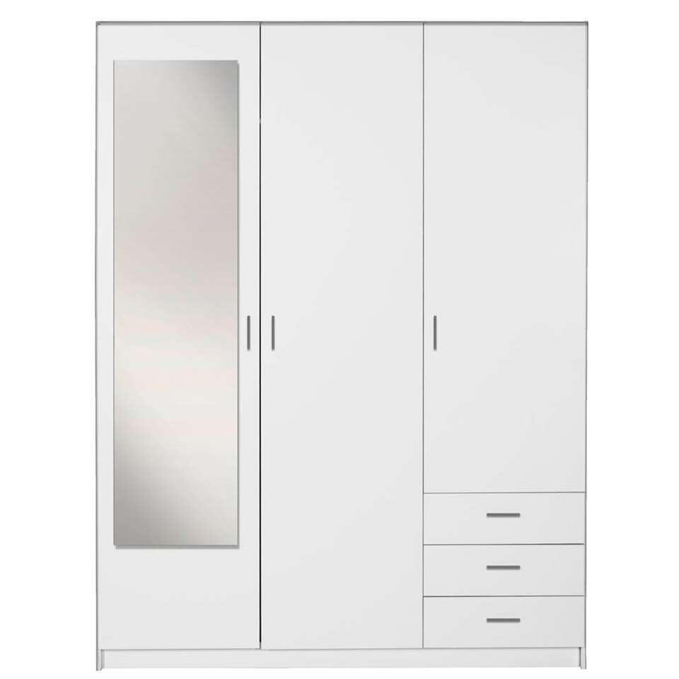 Discrepantie Beschietingen Vies Kleerkast Sprint 3-deurs inclusief spiegel - wit - 200x148x51 cm | Leen  Bakker