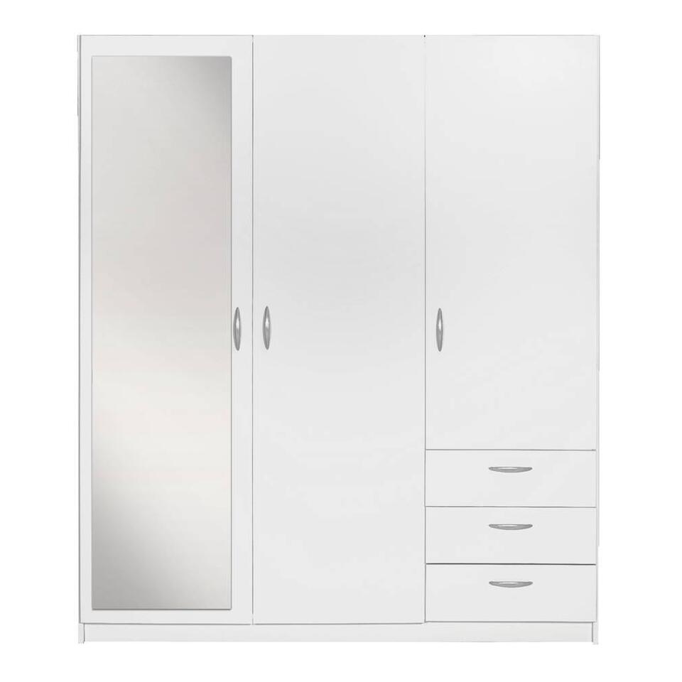 Garde-robe Karel 150cm avec 3 portes & miroir - blanc Campagne - Interlink