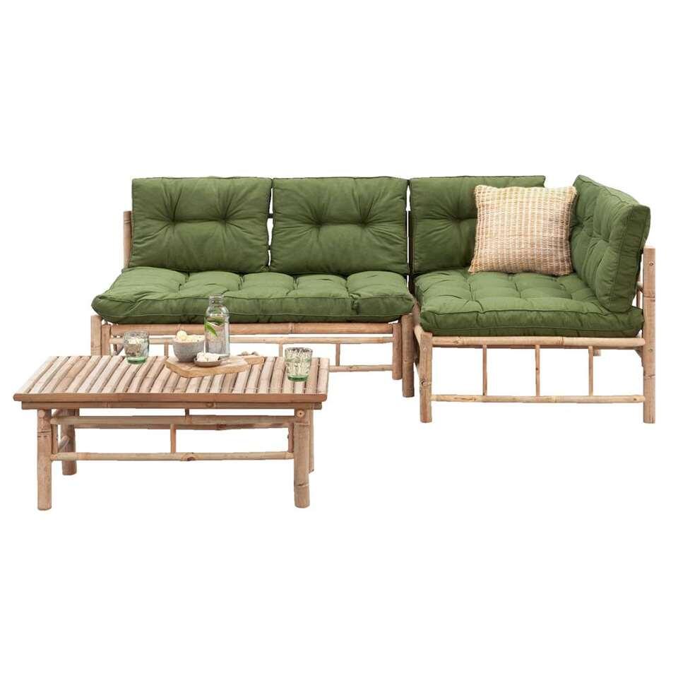 Salon lounge Tarifa en bambou, coussins Florence inclus - vert - 3 éléments