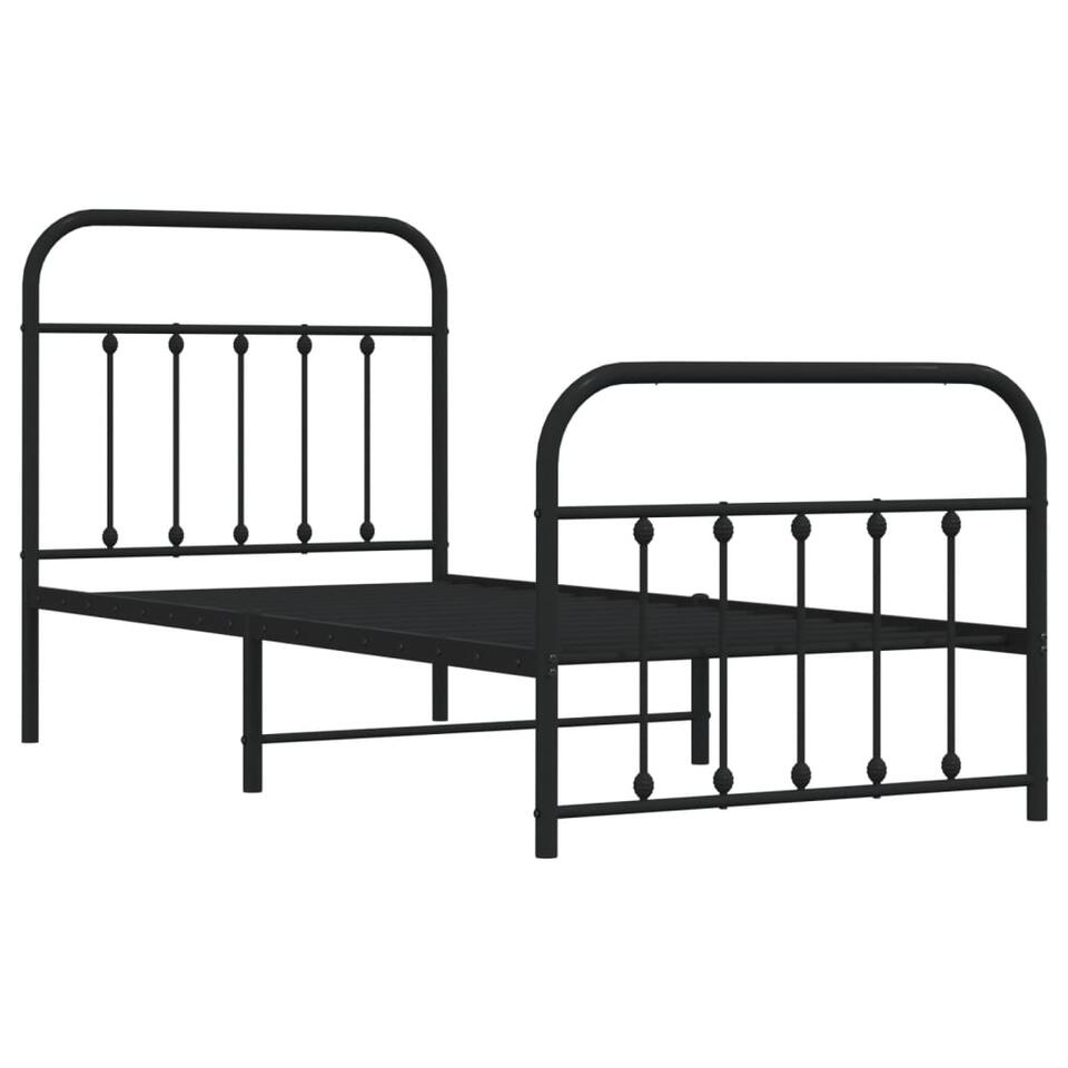 VidaXL Bedframe Met Hoofd- En Voeteneinde Metaal Zwart 90x200 Cm | Leen ...