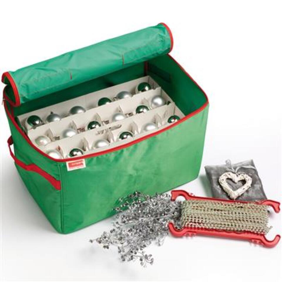 Nesta boîte de rangement Noël 24L avec insert pour 45 boules transparent  rouge