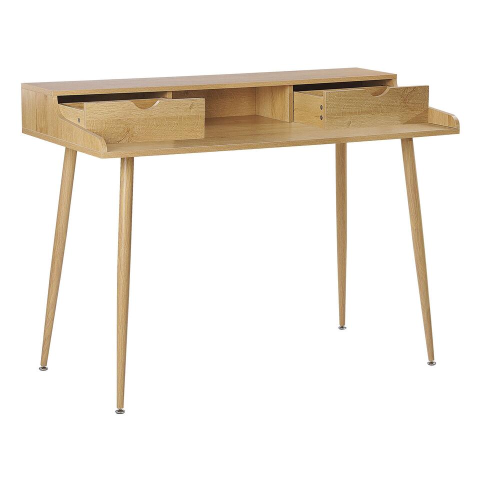 Bureau bois clair et blanc avec tiroir 120 x 48 cm CLARITA 