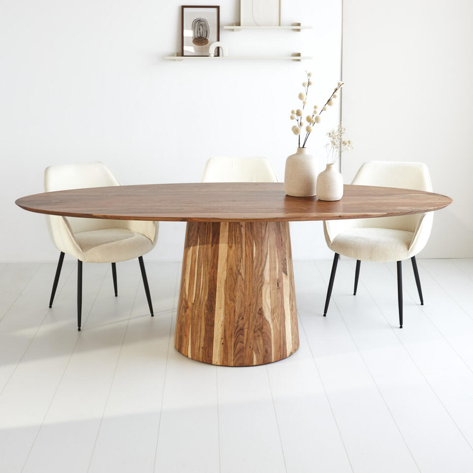 Ovale Eettafel Amelia Houten O Poot 200x100 Cm Hout Bruin Leen Bakker