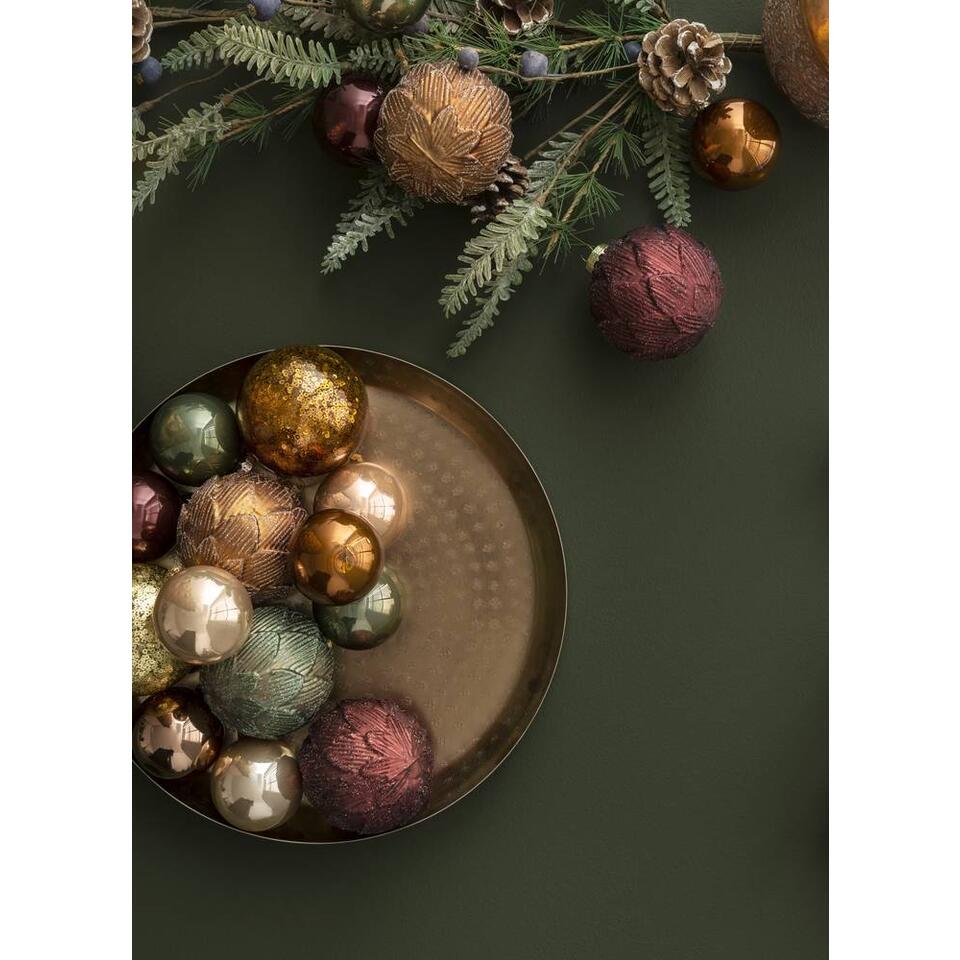 Kerstballen Pinecone, 3 stuks - veelkleurig - glas - ø8 cm
